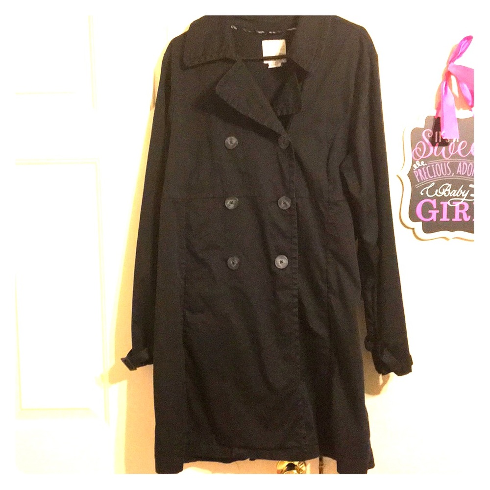 Old Navy 3 button, black trench coat XXL